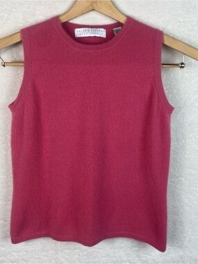 VTG 90s Valerie Stevens 2-Ply Cashmere Sleeveless Sweater Barbie Pink Size M